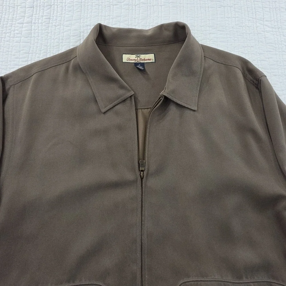 Tommy Bahama 100% Silk Full Zip Jacket‎ Mens M Slick Green Rayon Lined NEW NWT